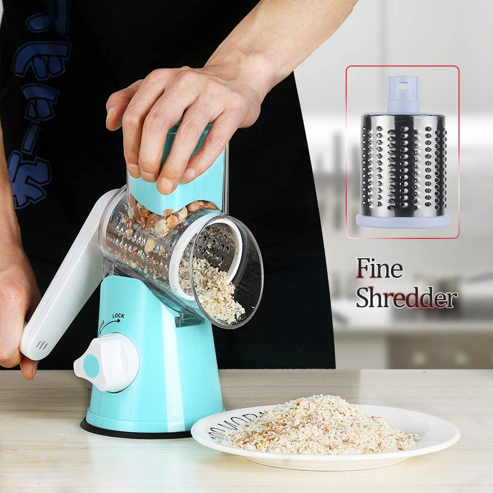 Manual Rotating Drum Grater,Stainless Steel Cheese Grinder,for Cutting  Cheese,Vegetables,Potatoes,Coleslaw,Nuts,Hash Brown,Onions(Green)