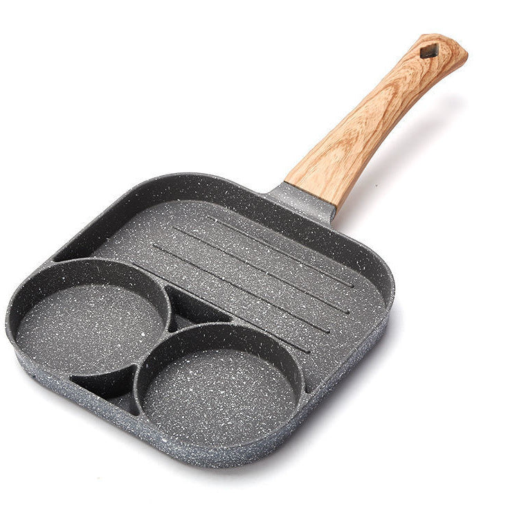 3 Section Pancake Pan Ergonomic Handle Durable Divided Frying